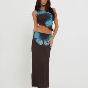 Tigermist Nanci - Brown and Blue Butterfly Two-Piece Set